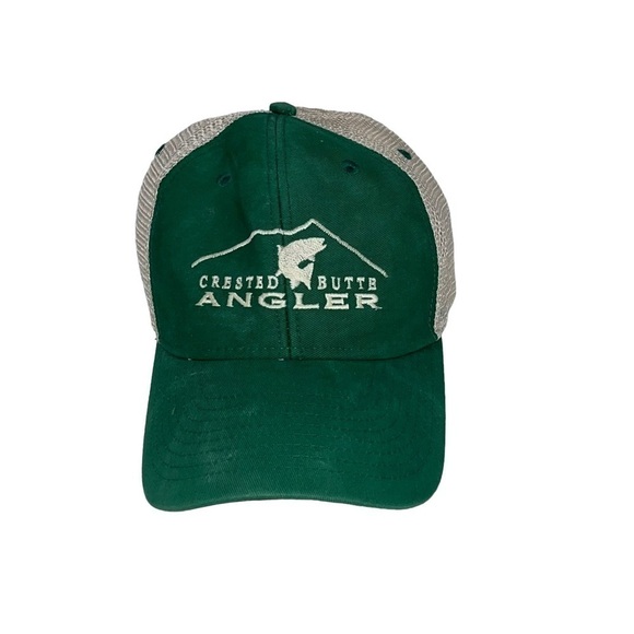 Ouray Crested Butte Angler Fly Fishing Green & Cream Trucker Hat - Picture 1 of 9